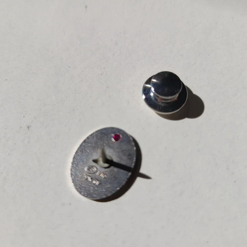 Vintage Saguaro Cactus 10k White Gold Filled Ruby Accent Lapel Pin